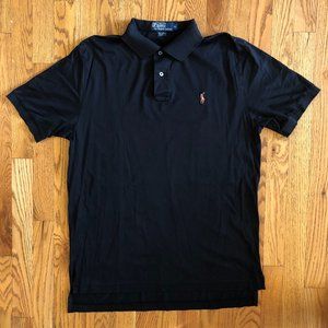 Polo Ralph Lauren Black Pima Cotton Pony Logo Polo Shirt Men's Medium - Preowned